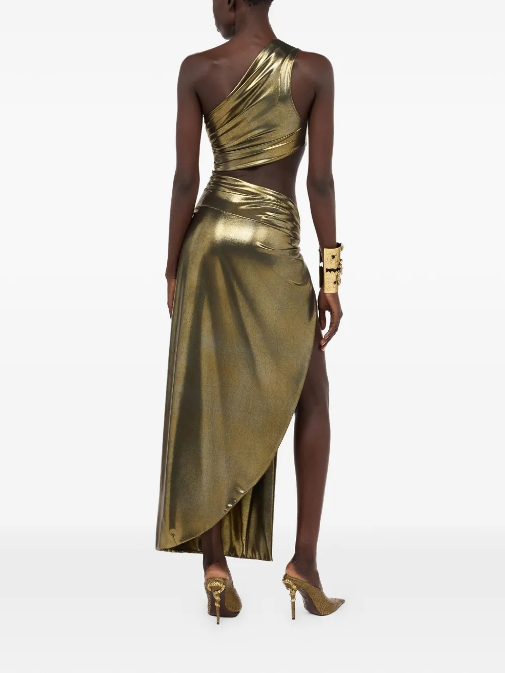 Roberto Cavalli Asymmetrische midi-jurk Goud