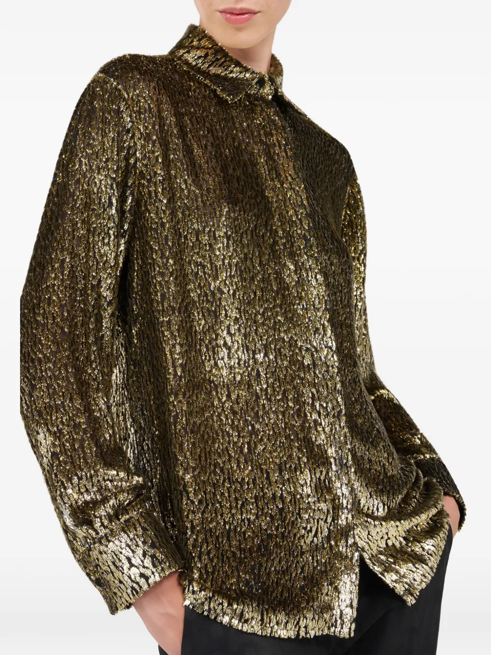 Roberto Cavalli blouse met kraag Goud