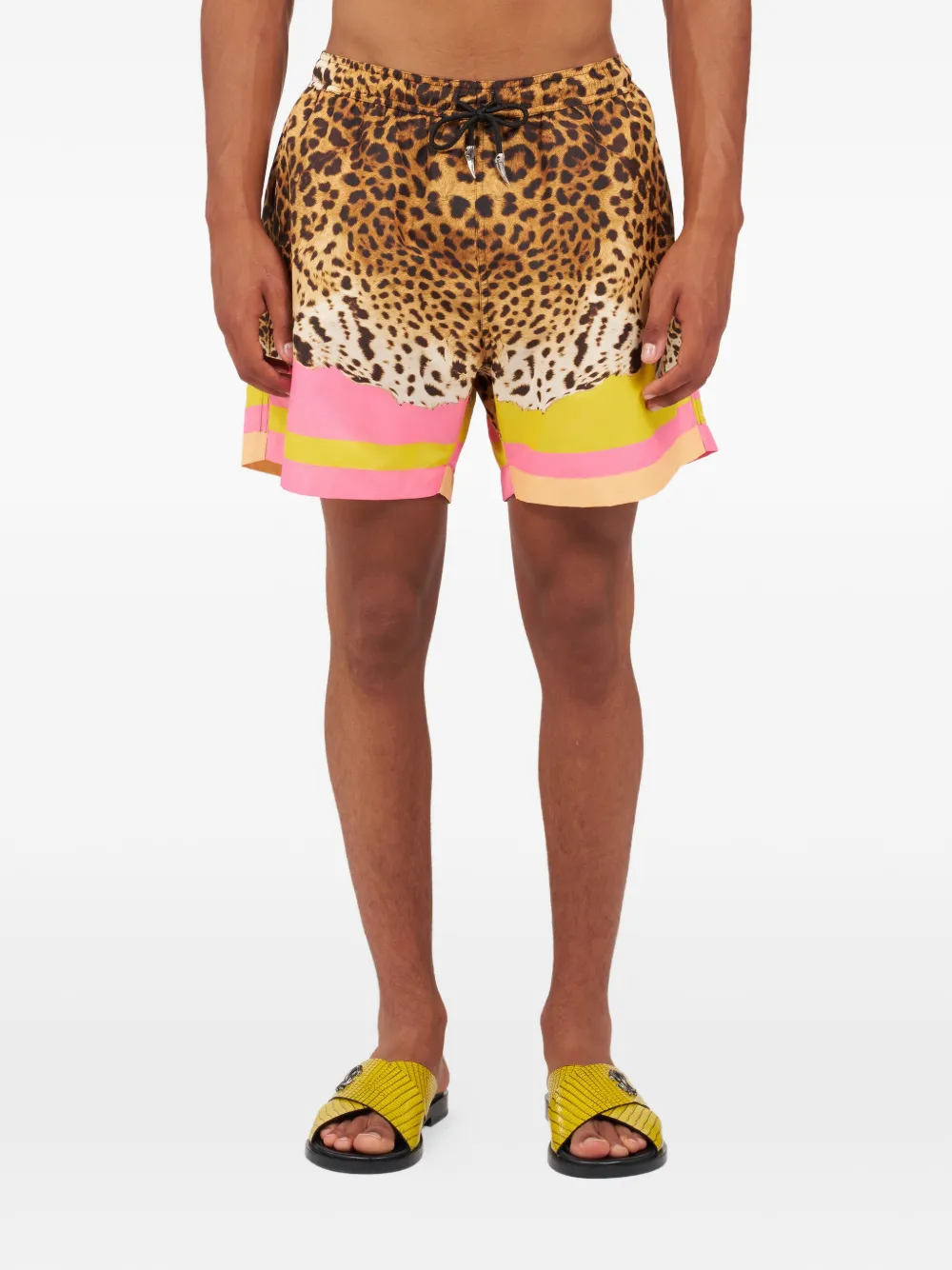 Roberto Cavalli Zwembroek met luipaardprint Geel