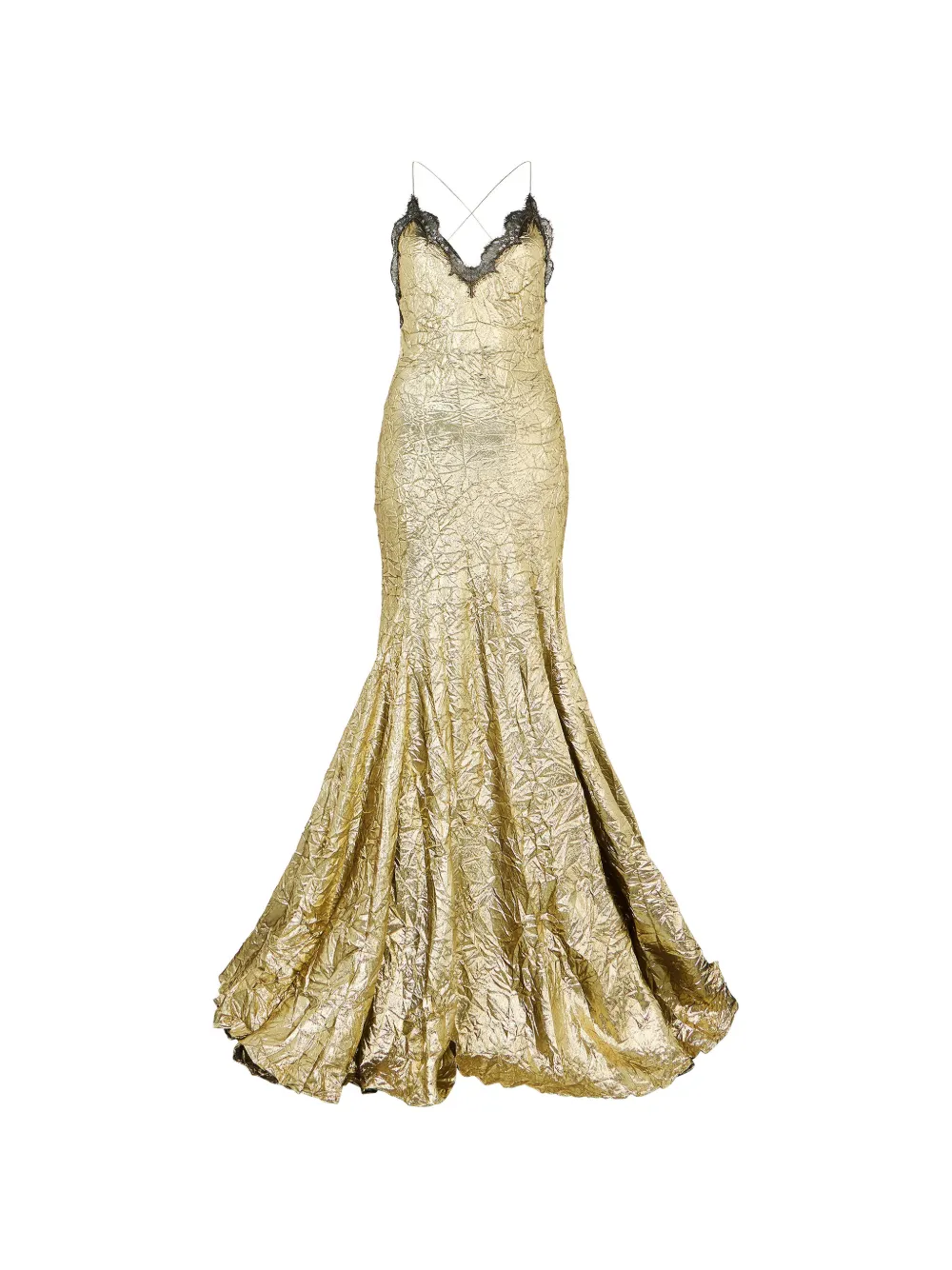 Roberto Cavalli craquelé lace maxi dress - Gold