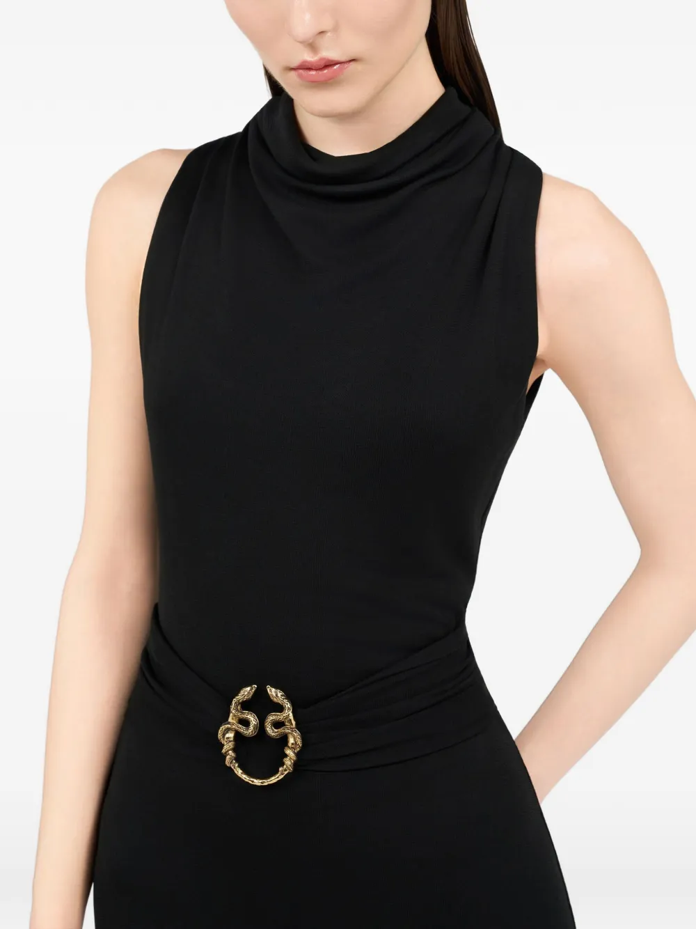 Roberto Cavalli Midi-jurk met slangendetail Zwart