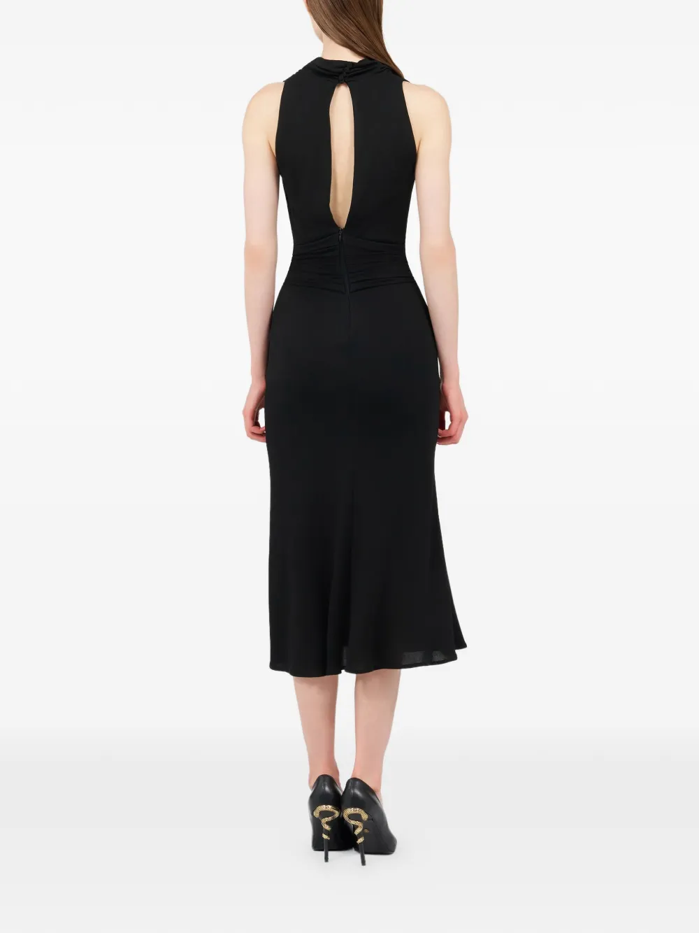 Roberto Cavalli Midi-jurk met slangendetail Zwart