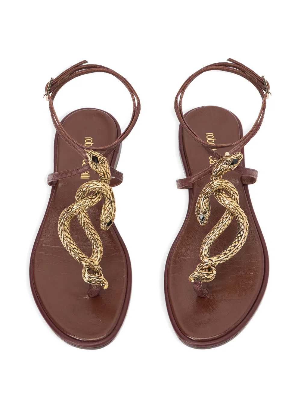 Roberto Cavalli snake-motif flat sandals Bruin