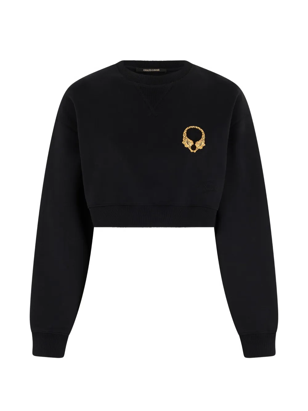 Roberto Cavalli tiger-motif cropped sweater - Nero