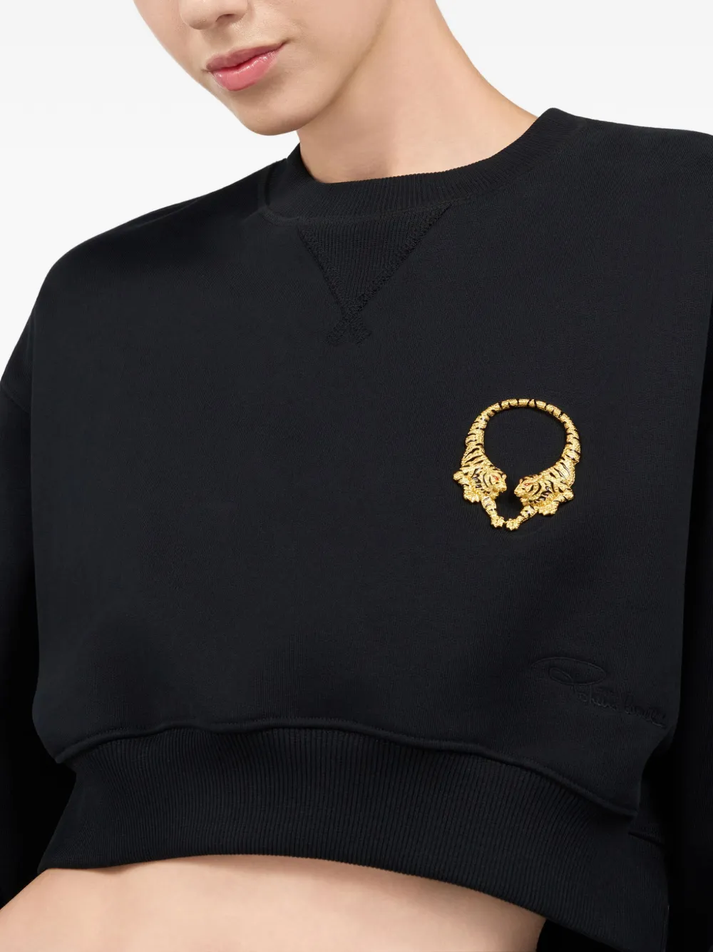 Roberto Cavalli Cropped trui met tijgerpatroon Zwart