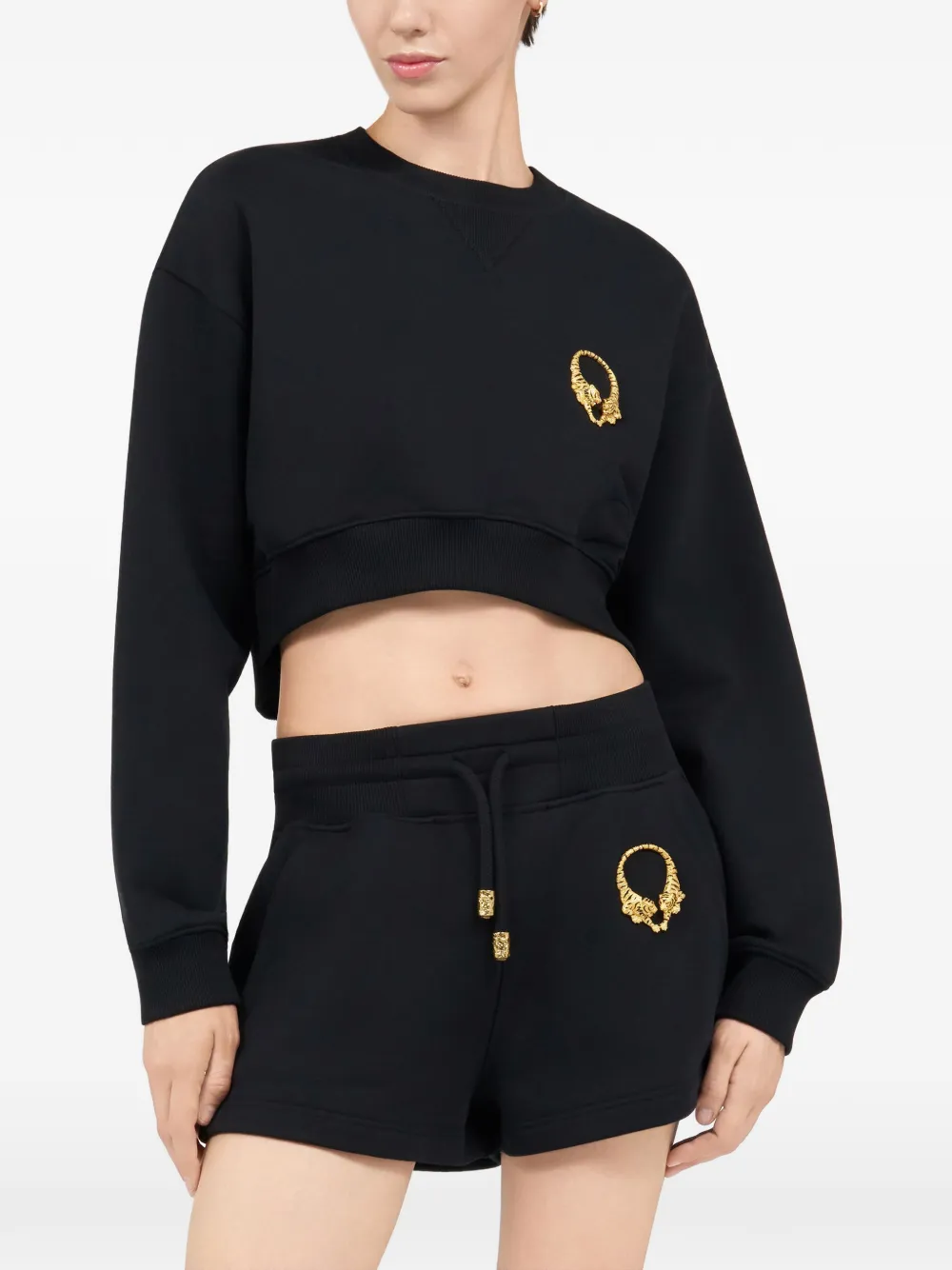 Roberto Cavalli Cropped trui met tijgerpatroon Zwart