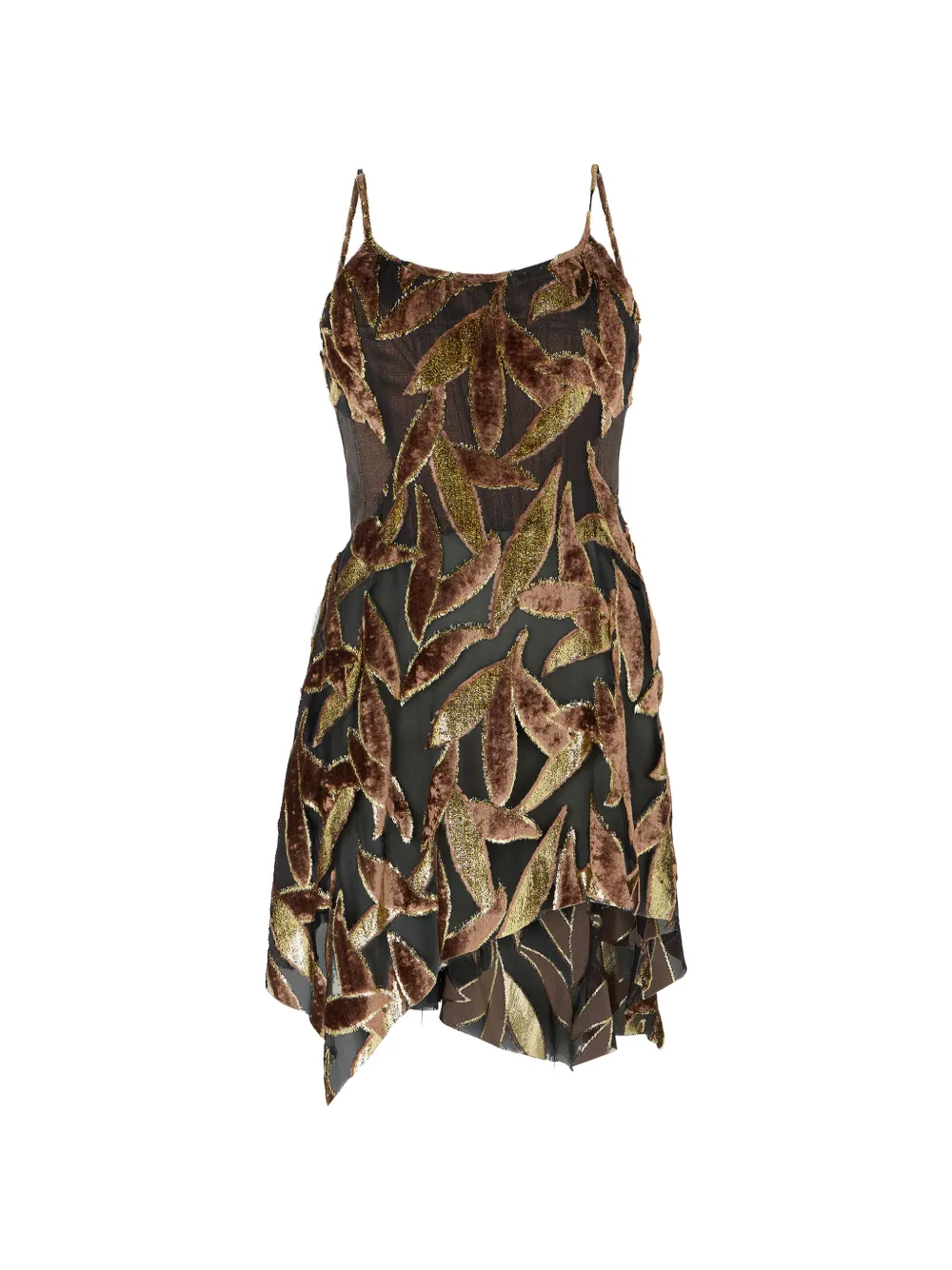 Roberto Cavalli foliage-motif mini dress - Marrone