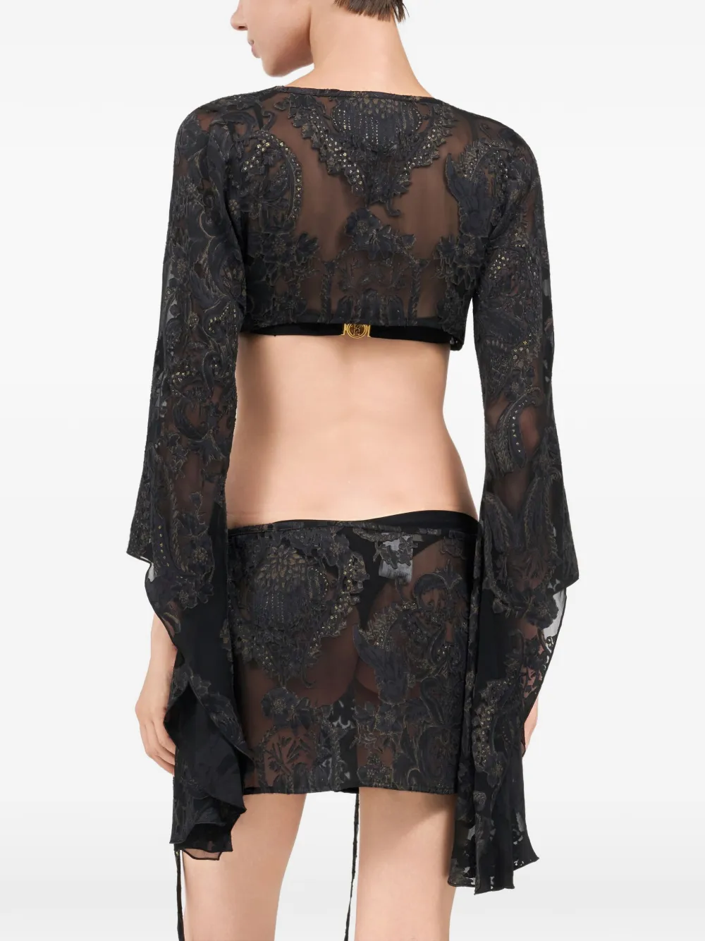 Roberto Cavalli Blouse met bloemenprint en wijde mouwen Zwart