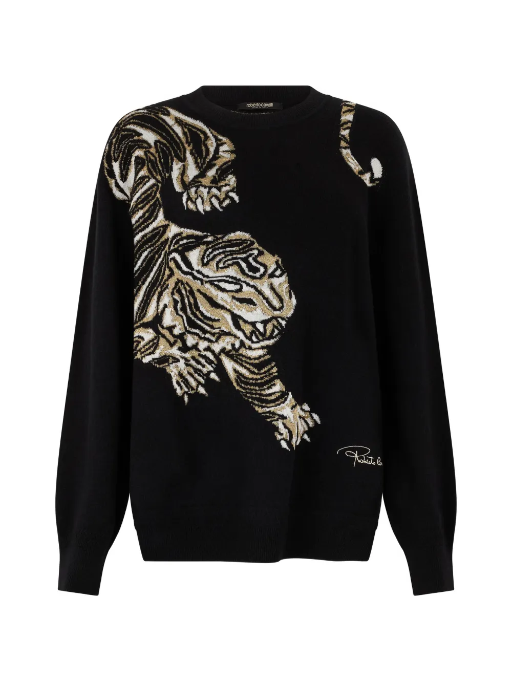 Roberto Cavalli tiger-print crew-neck sweater - Schwarz