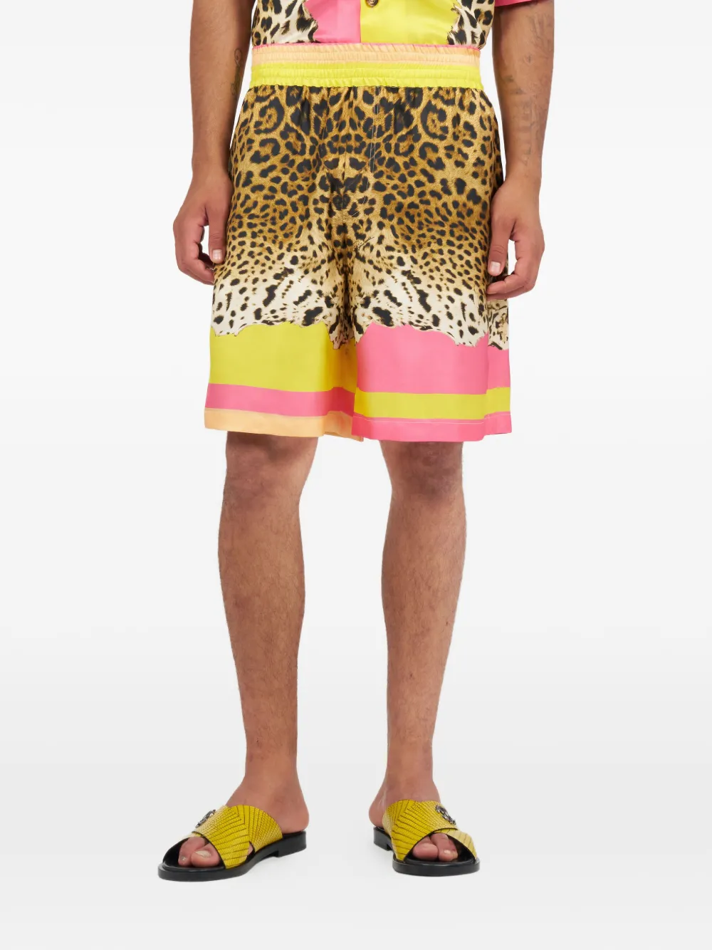Roberto Cavalli Shorts met luipaardprint Bruin