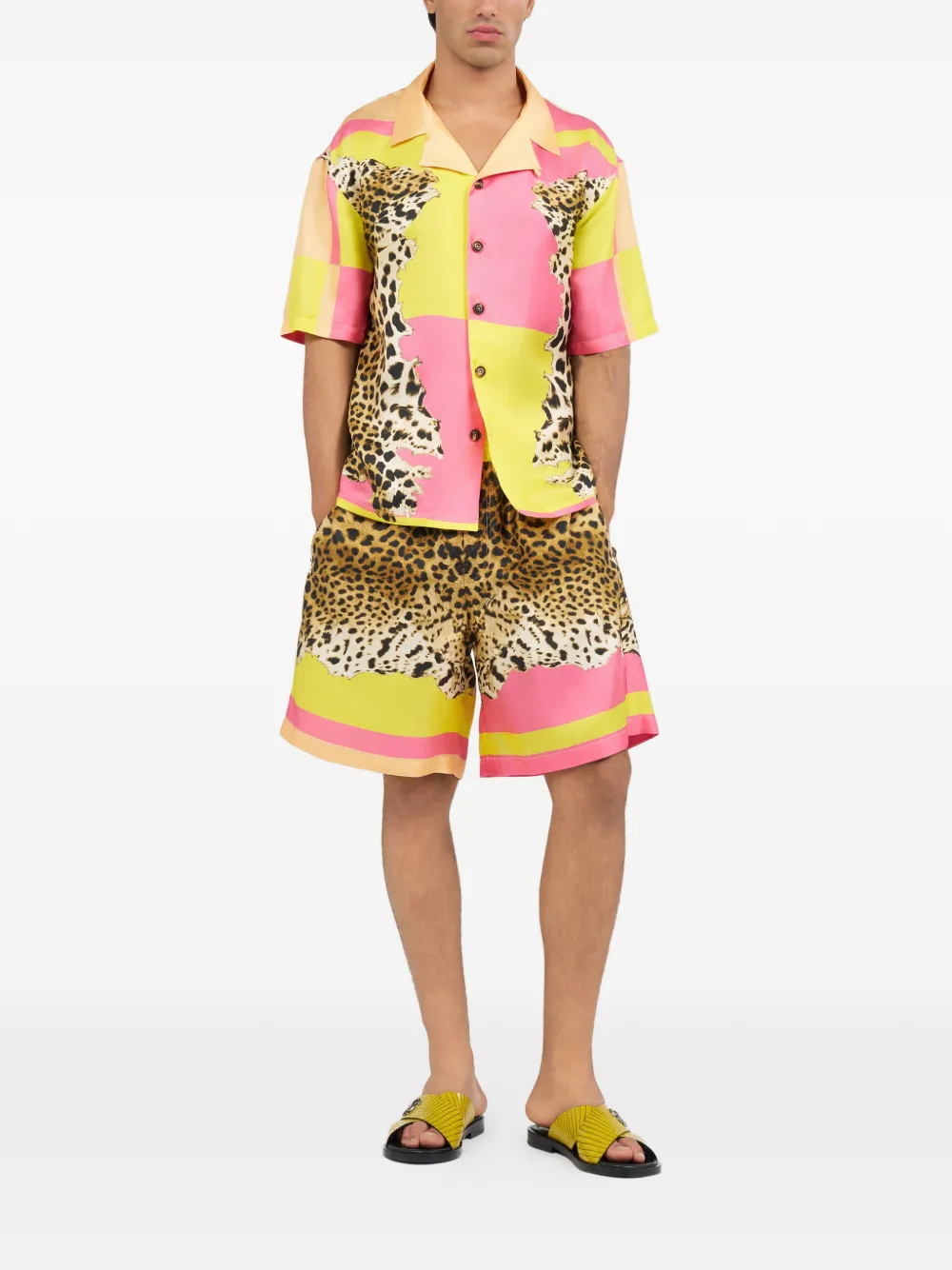 Roberto Cavalli Shorts met luipaardprint Bruin