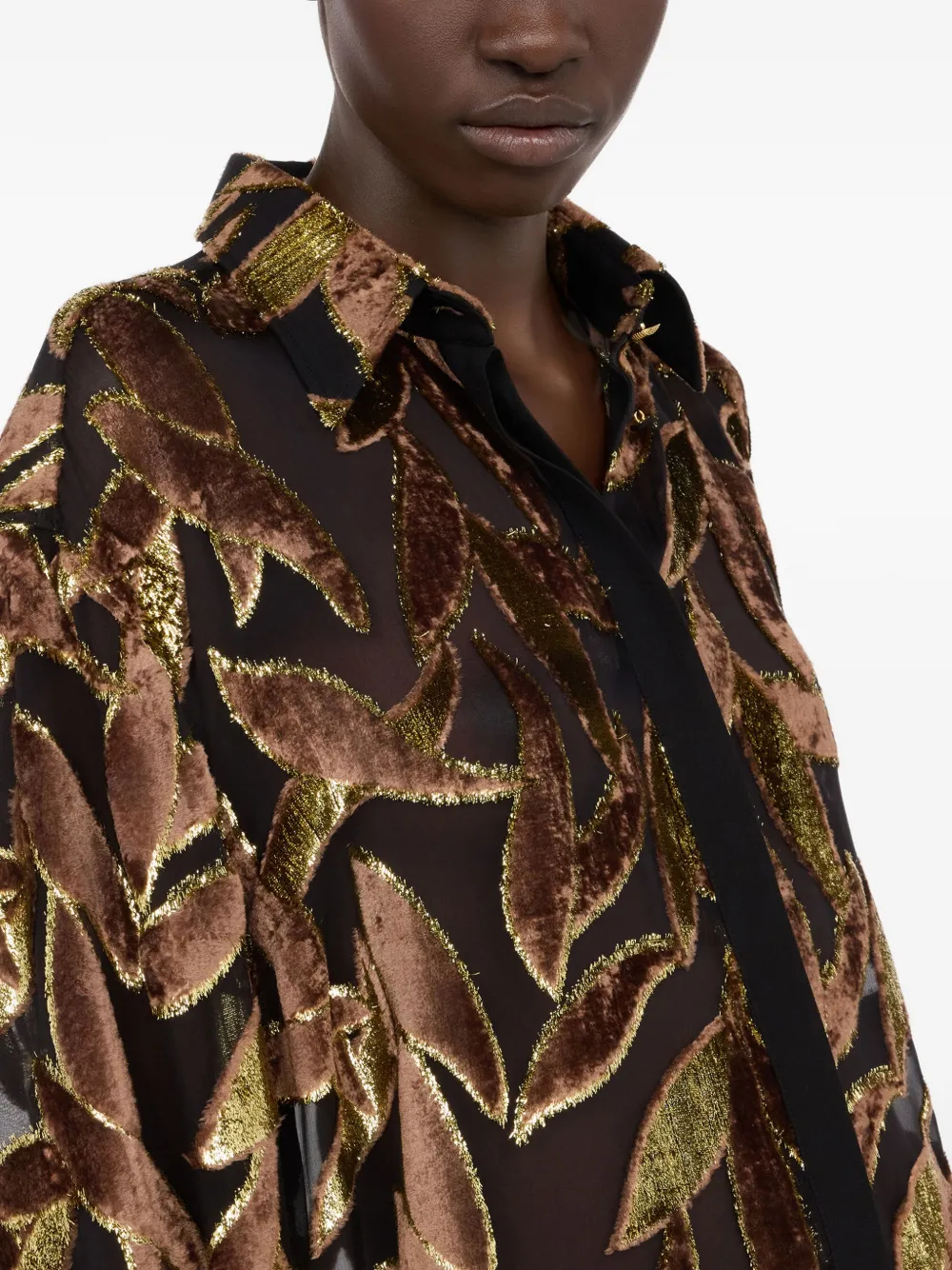 Roberto Cavalli Doorzichtige blouse met patroon Zwart