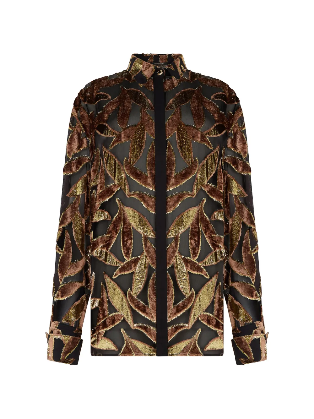 Roberto Cavalli sheer foliage motif shirt - Nero