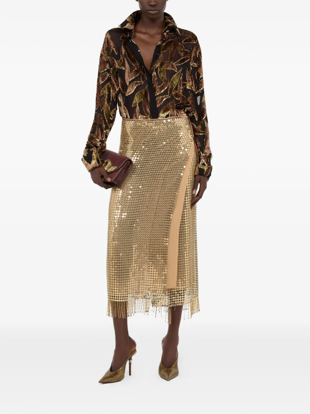 Roberto Cavalli Doorzichtige blouse met patroon Zwart