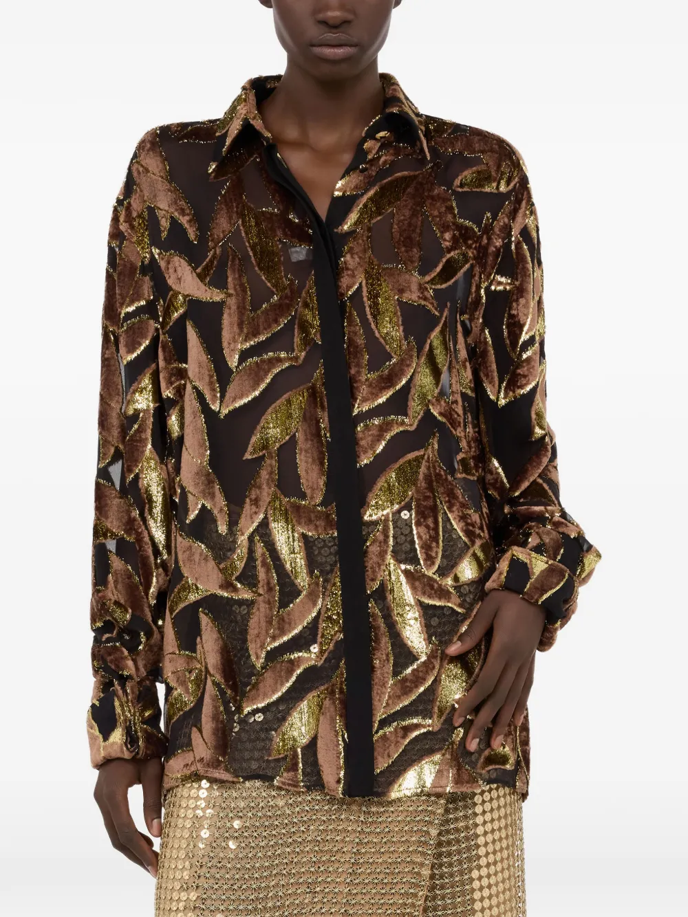 Roberto Cavalli Doorzichtige blouse met patroon Zwart