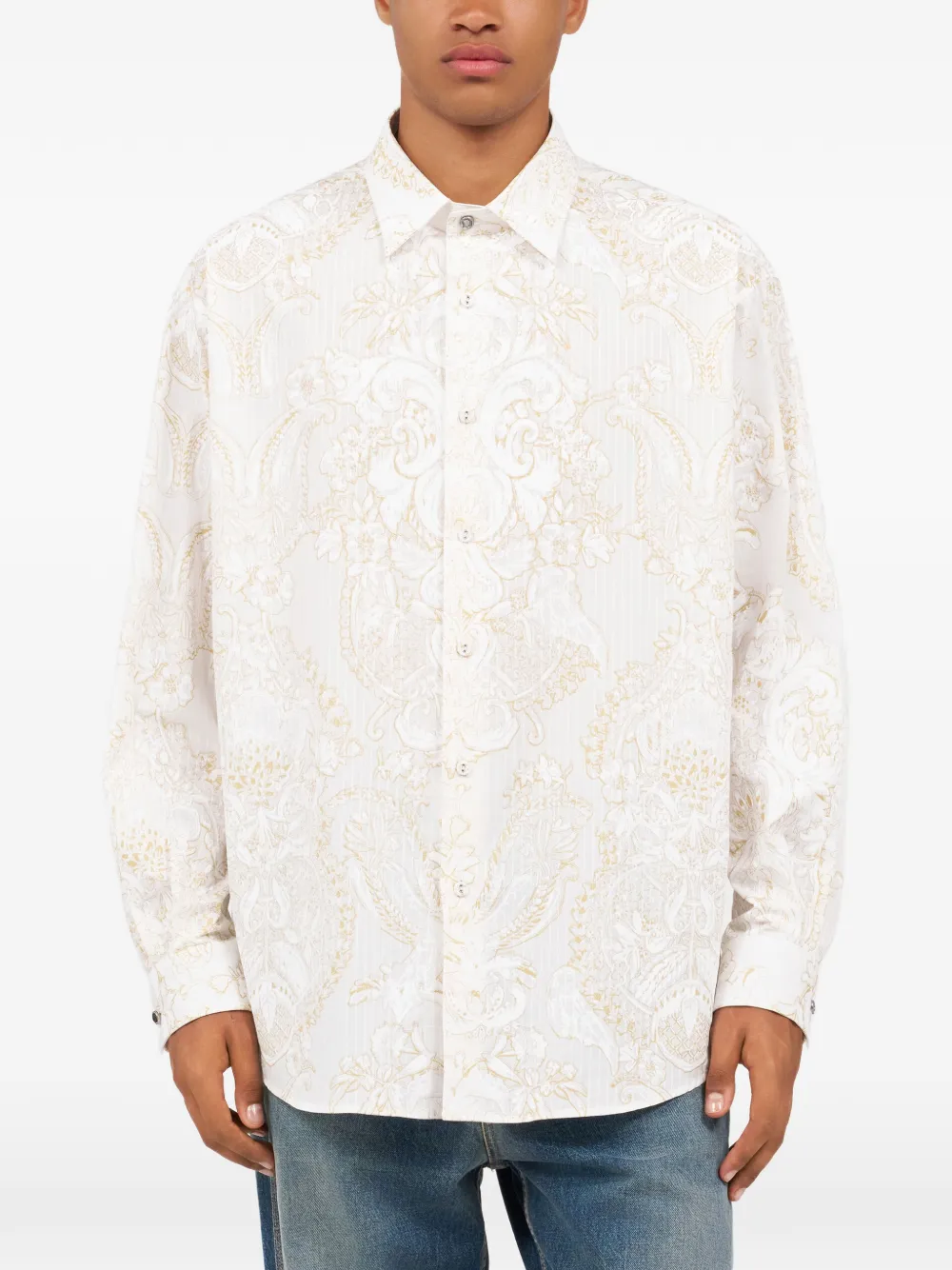 Roberto Cavalli Patterned Long-sleeve Shirt - White 