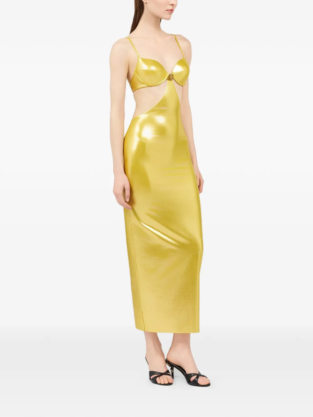 Roberto Cavalli Midi-jurk met uitgesneden detaills Goud
