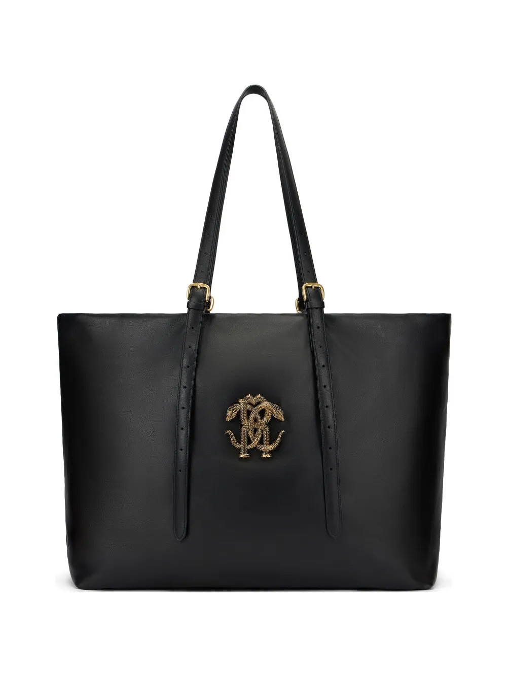 Roberto Cavalli Logo-applique Tote Bag In Black