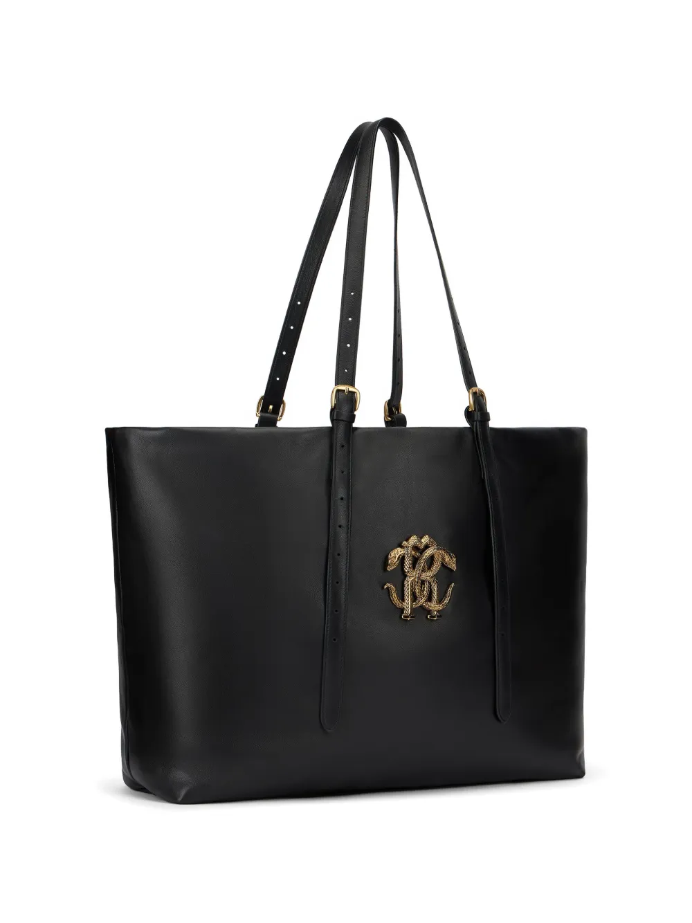 Roberto Cavalli Shopper met logopatch Zwart