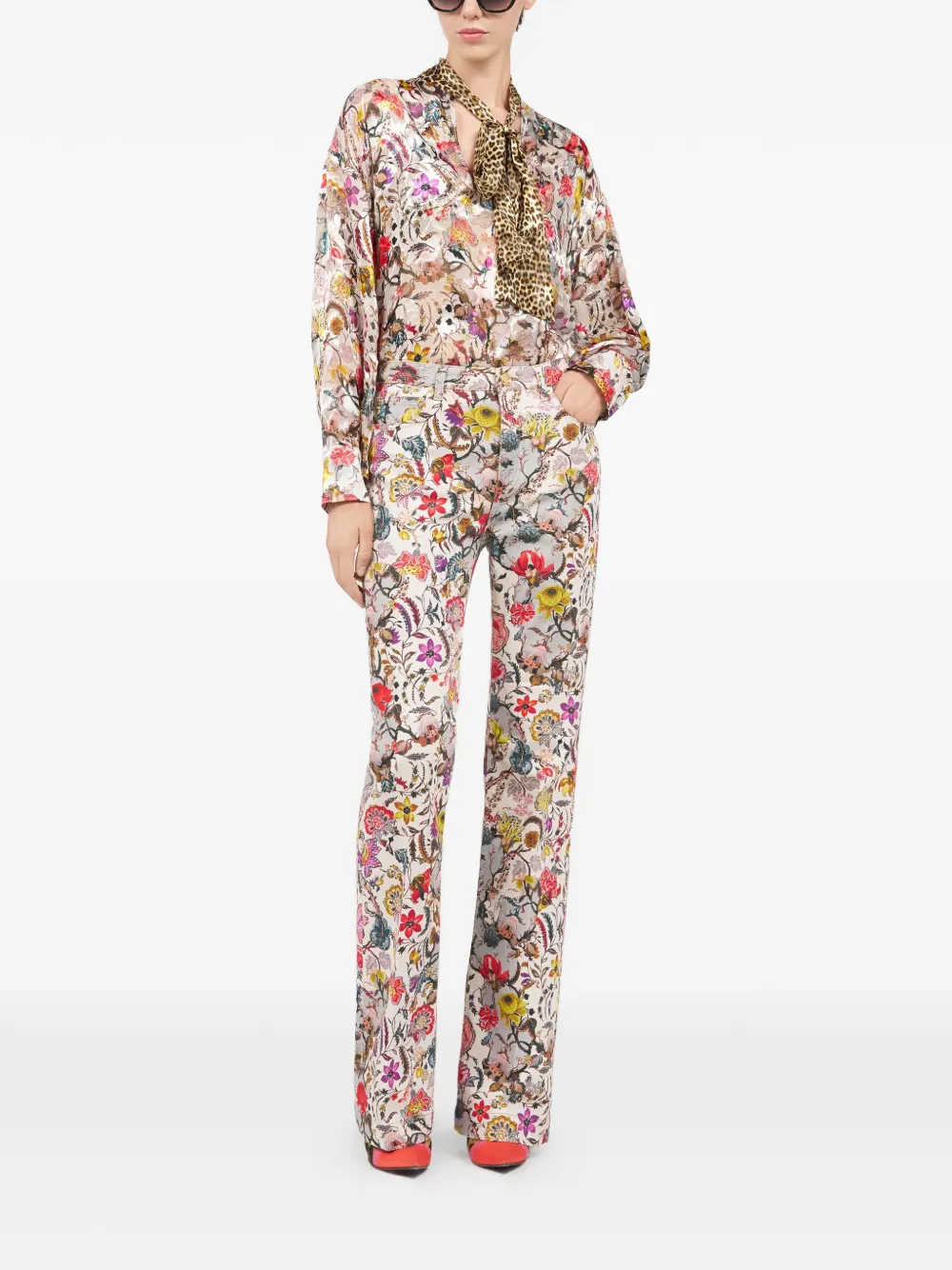  Roberto Cavalli Florentine Flowers Trousers - Neutrals 
