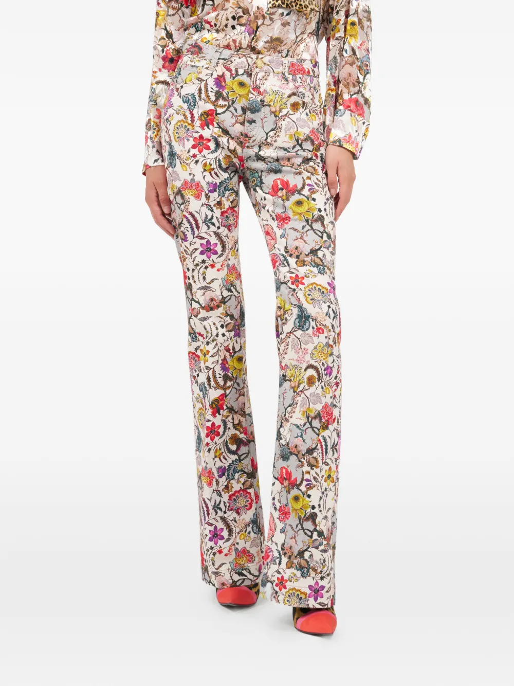  Roberto Cavalli Florentine Flowers Trousers - Neutrals 