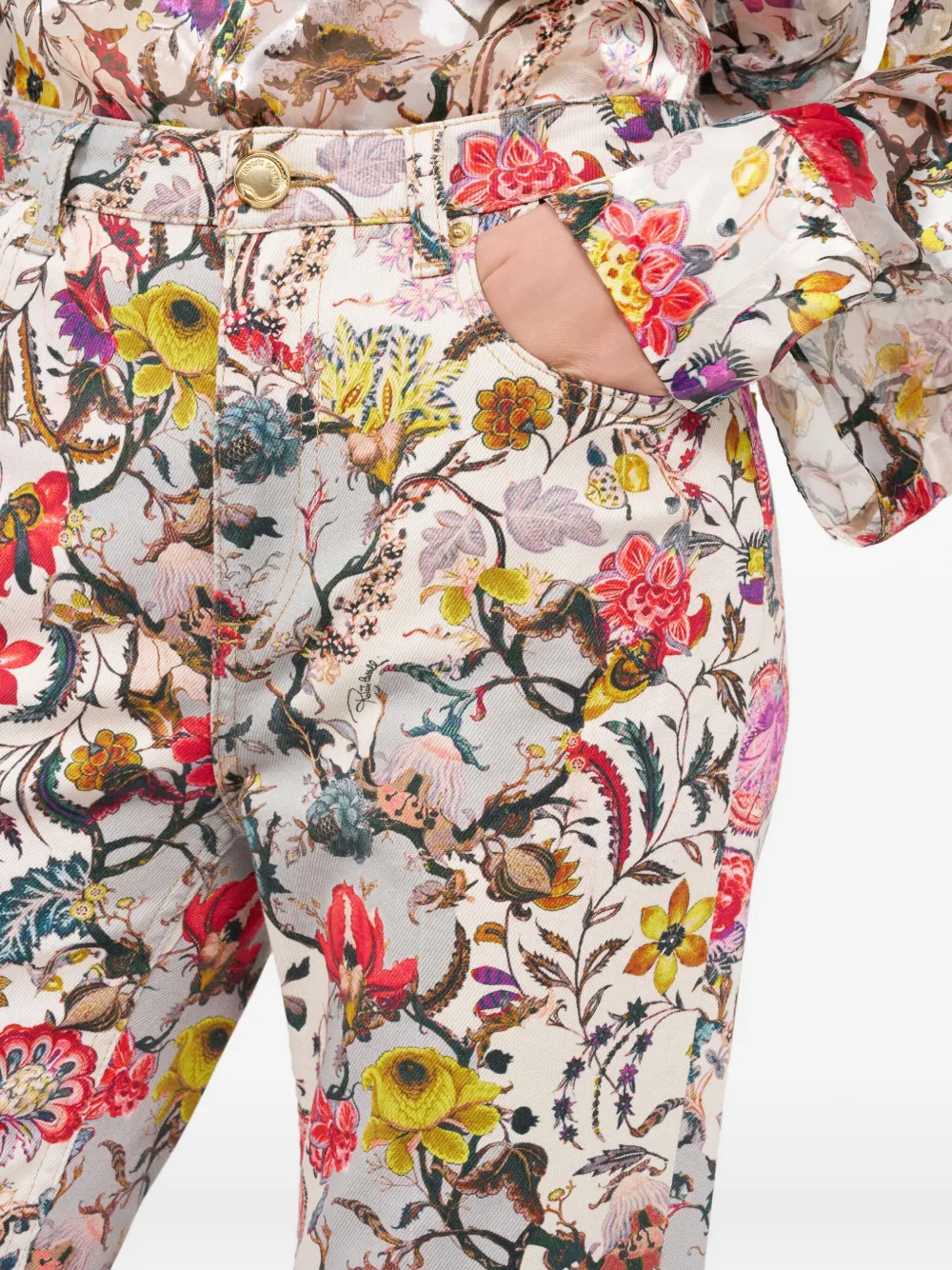 Roberto Cavalli Florentine Flowers broek Beige