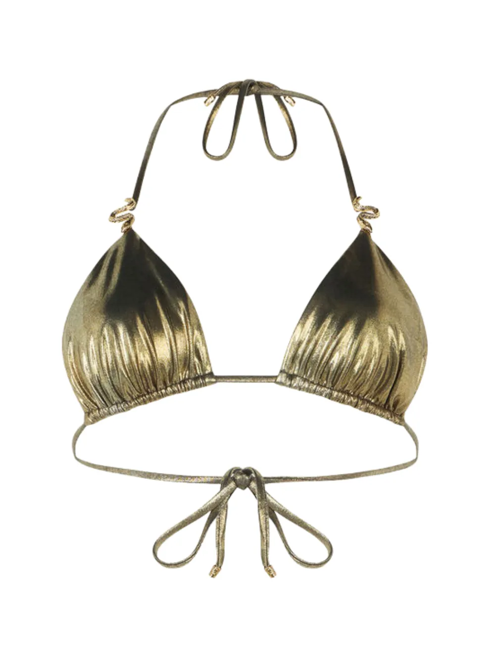 Roberto Cavalli Top bikini con dettaglio serpente - Oro
