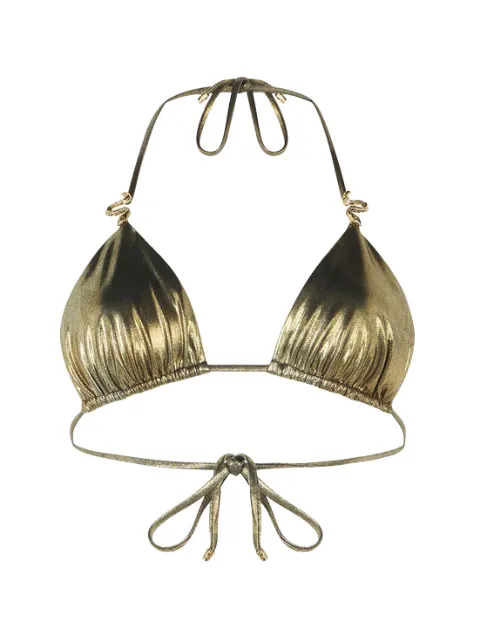 Roberto Cavalli serpent-detail metallic bikini top