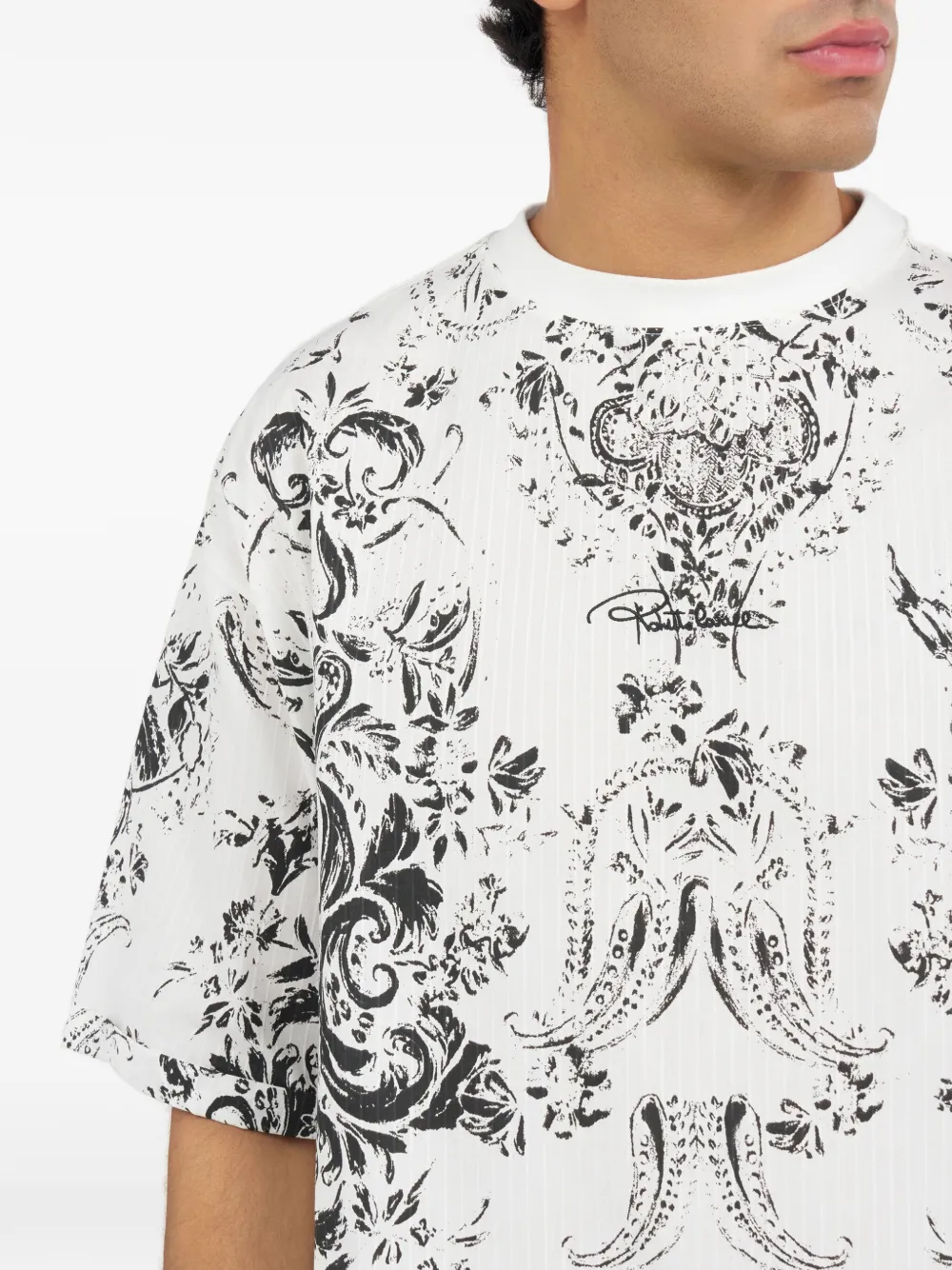 Roberto Cavalli T-shirt met bloemenprint Wit