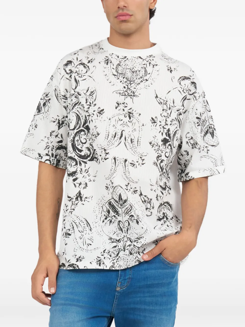 Roberto Cavalli T-shirt met bloemenprint Wit