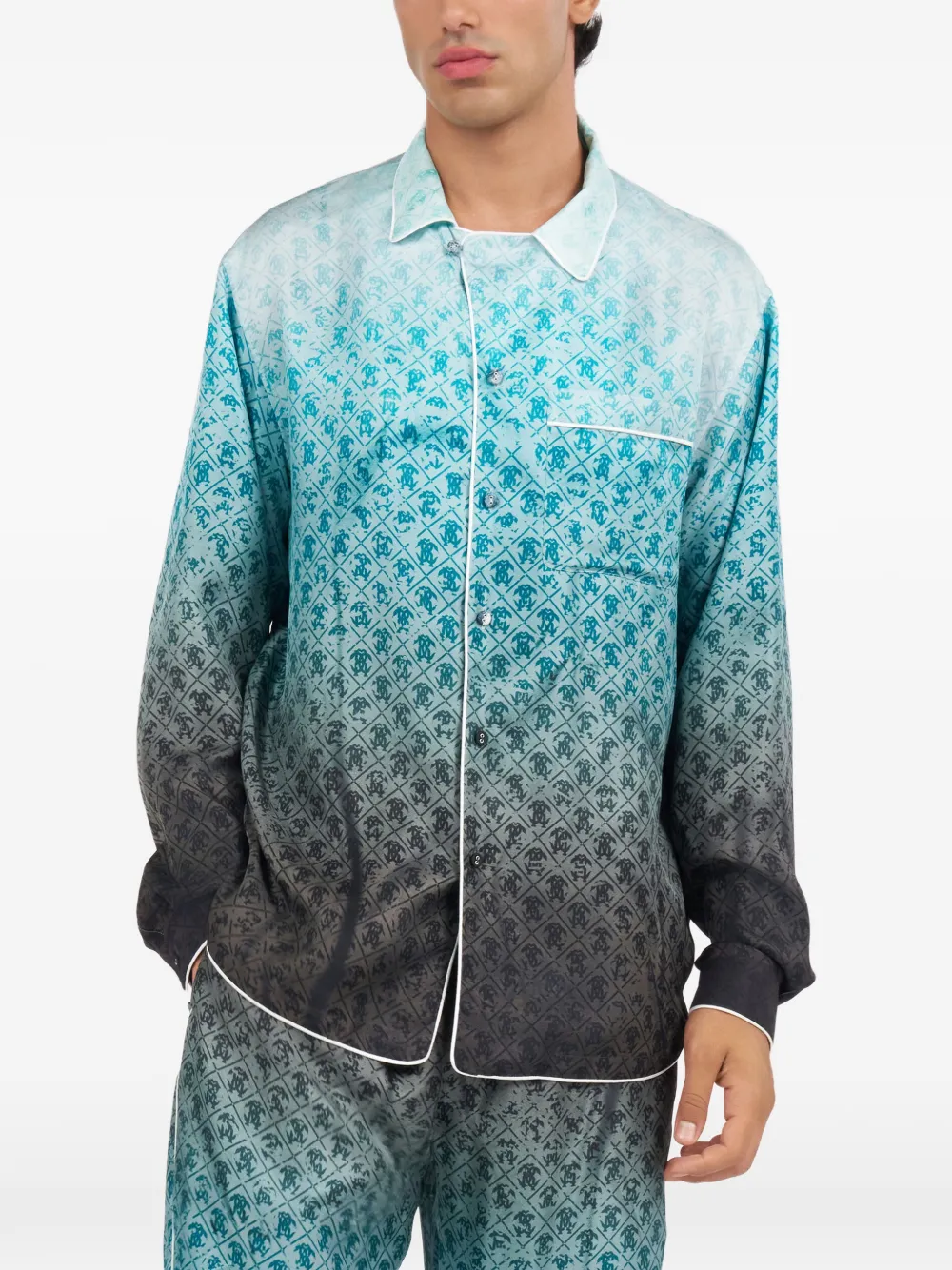 monogram-pattern silk shirt