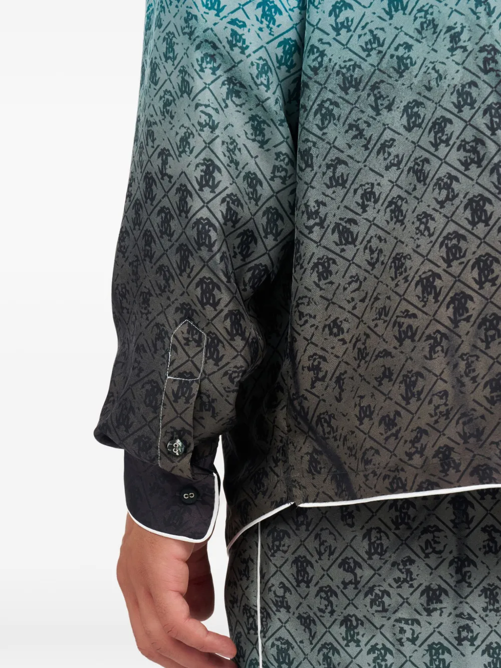 monogram-pattern silk shirt