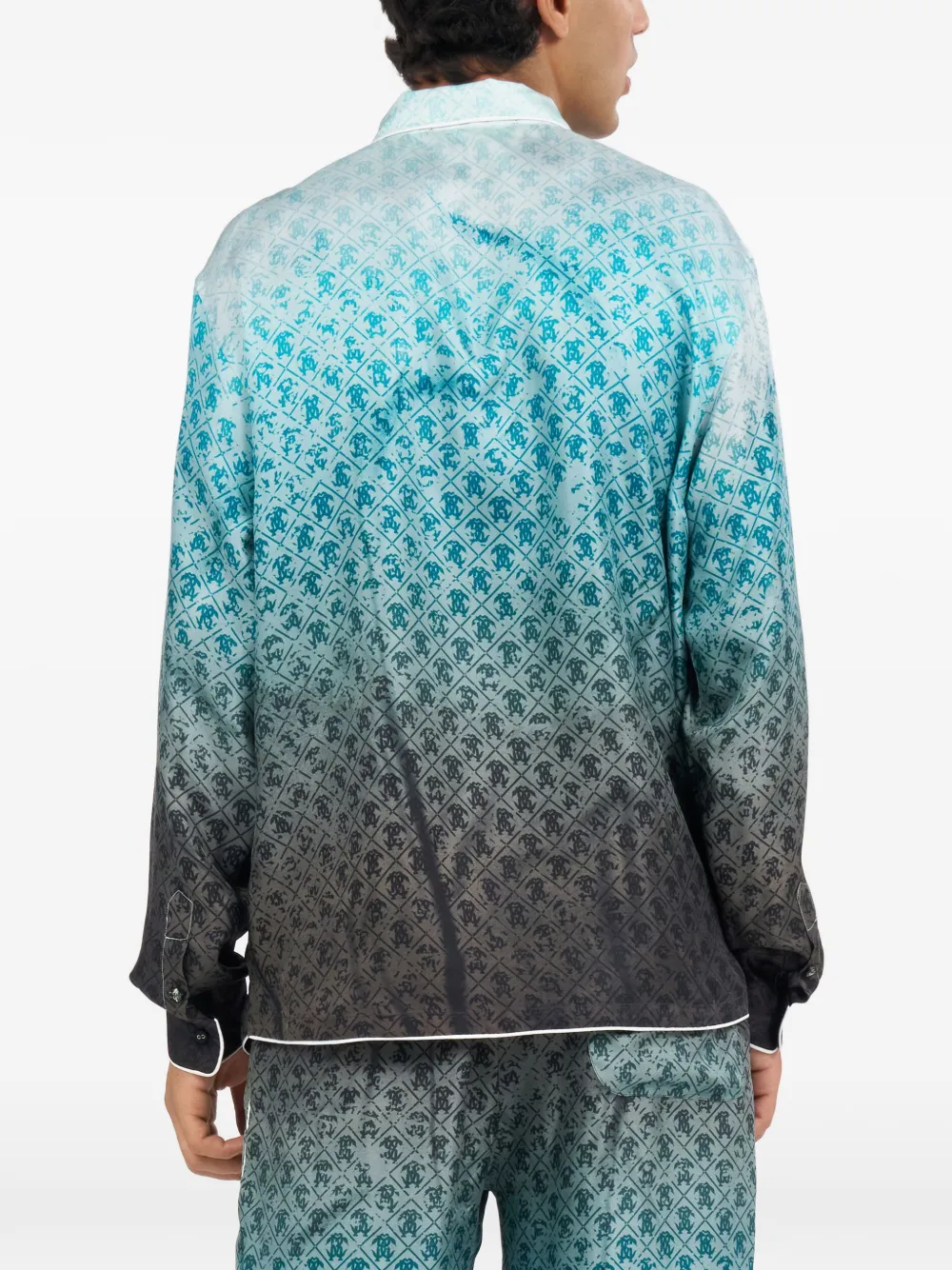 monogram-pattern silk shirt