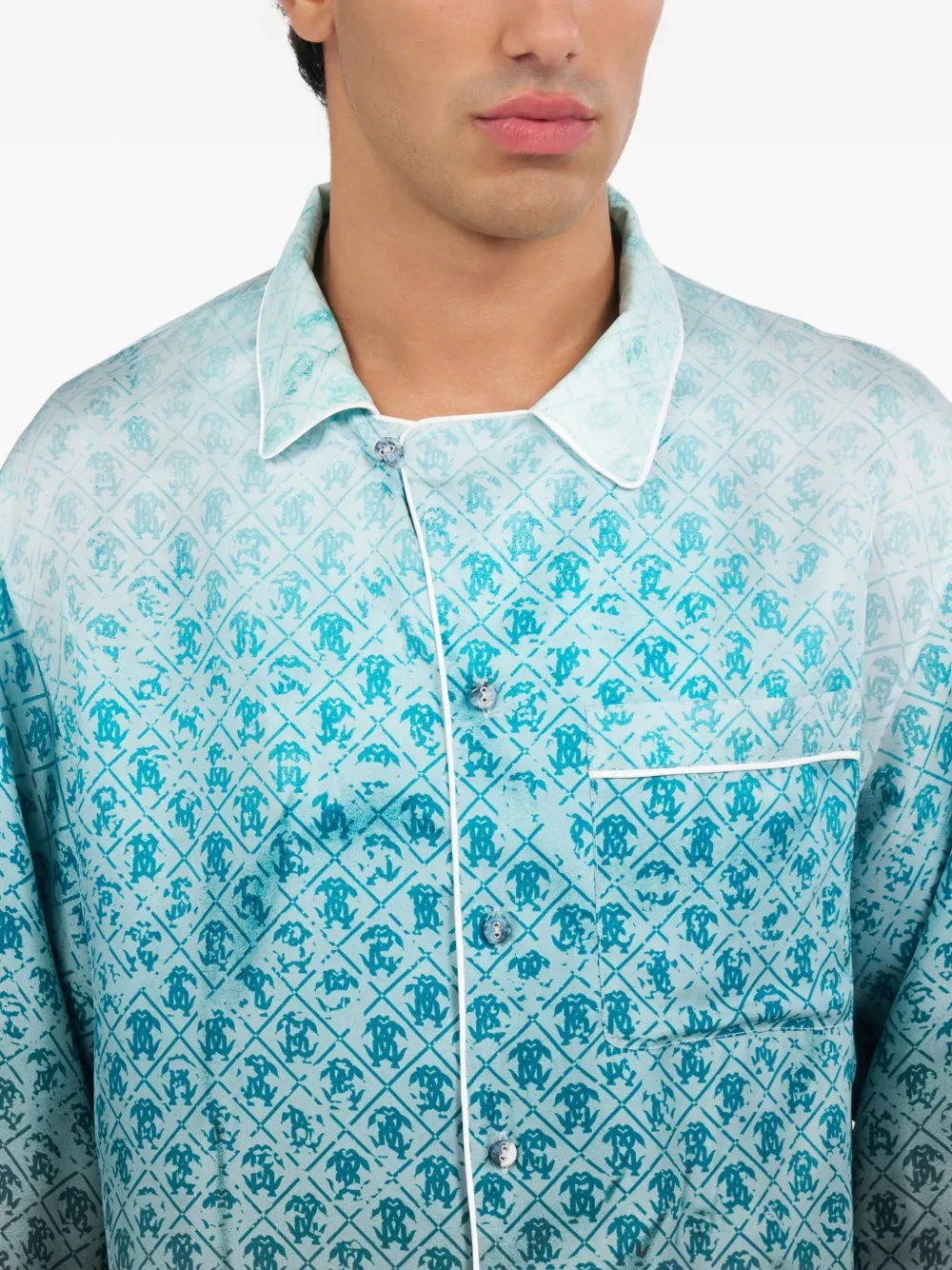 monogram-pattern silk shirt