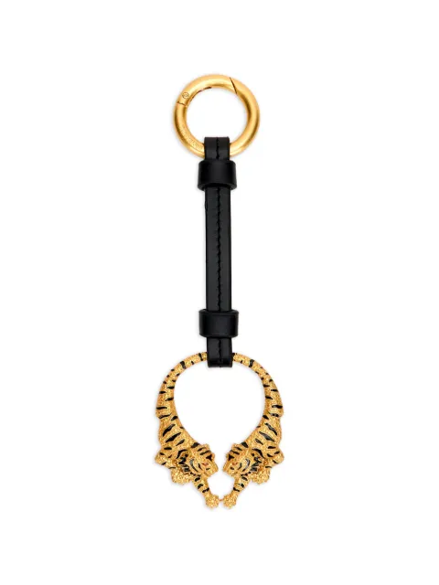Roberto Cavalli tiger-head leather keyring