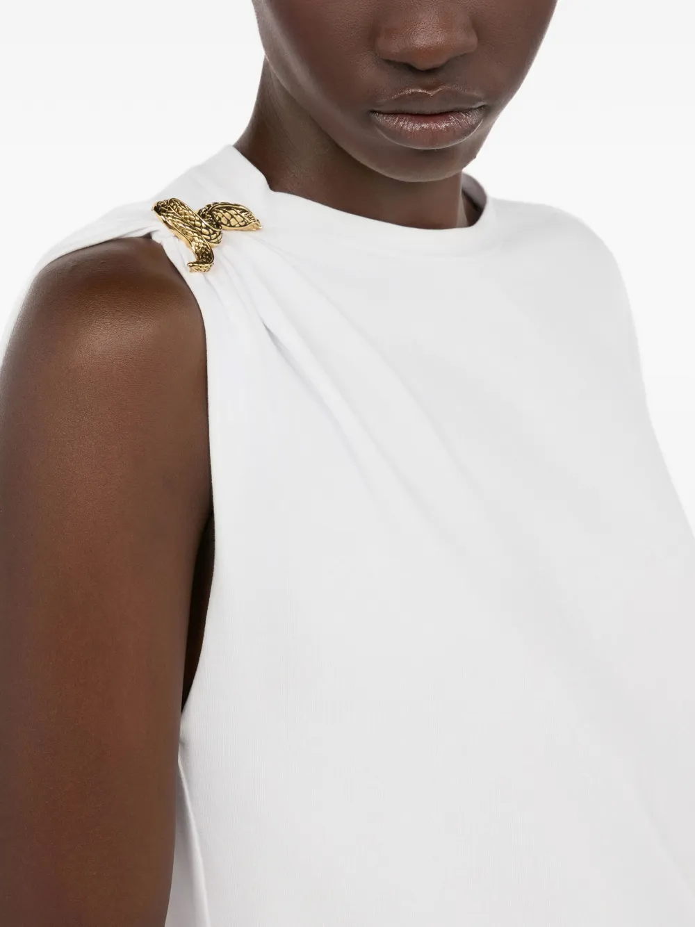 Roberto Cavalli Asymmetrisch T-shirt met slangenpatroon Wit
