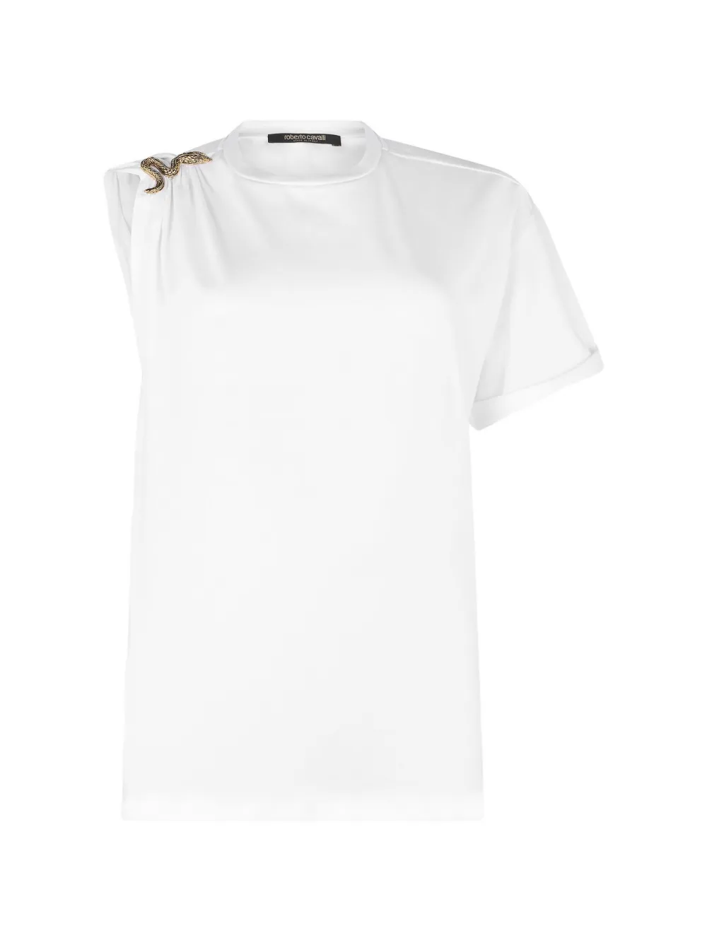Roberto Cavalli asymmetric snake motif T-shirt - Weiß