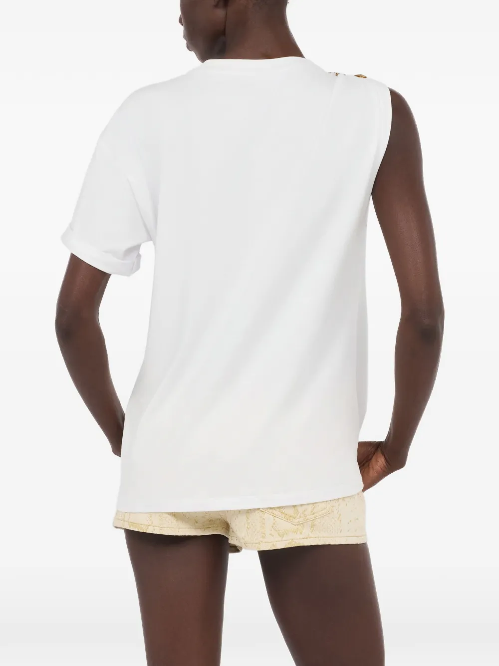 Roberto Cavalli Asymmetrisch T-shirt met slangenpatroon Wit