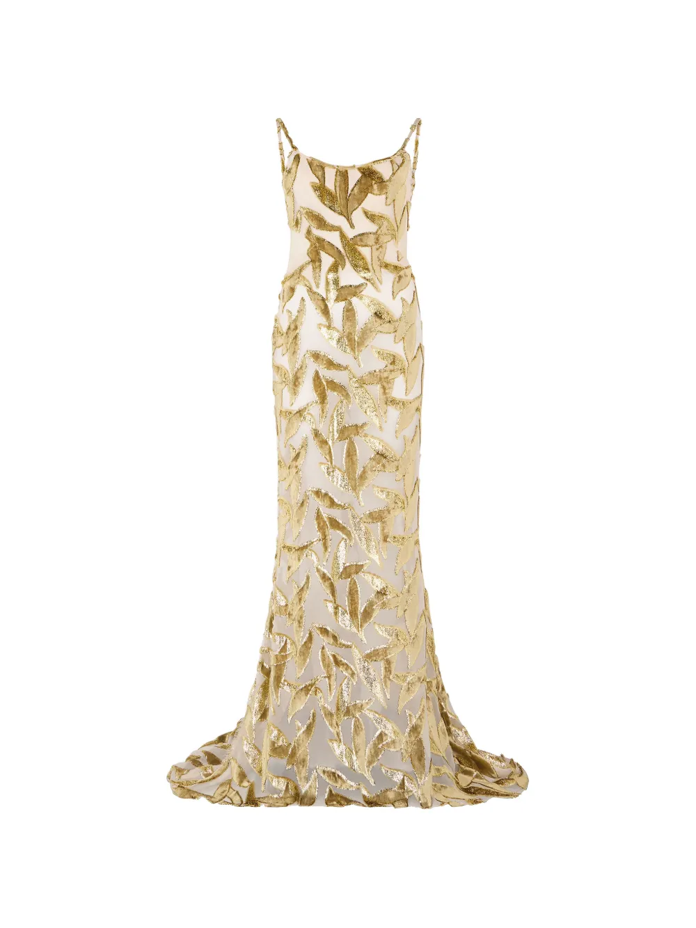 Roberto Cavalli foliage-motif sheer dress - Gold