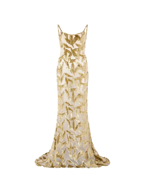 Roberto Cavalli foliage-motif sheer dress