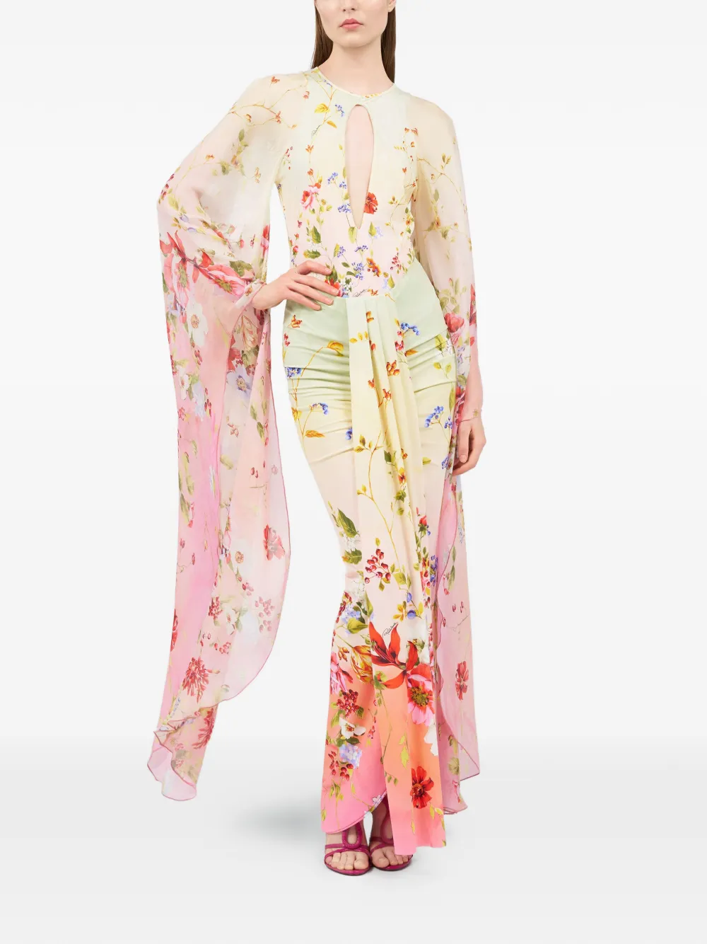 Roberto Cavalli Tuniek met bloemenprint Beige