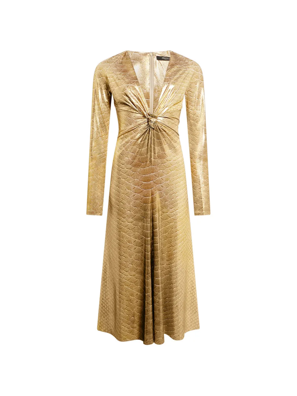 Roberto Cavalli serpentine-print midi dress - Oro