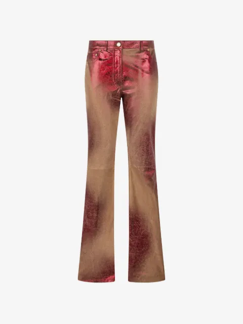 Roberto Cavalli pantalon en cuir à fini métallisé