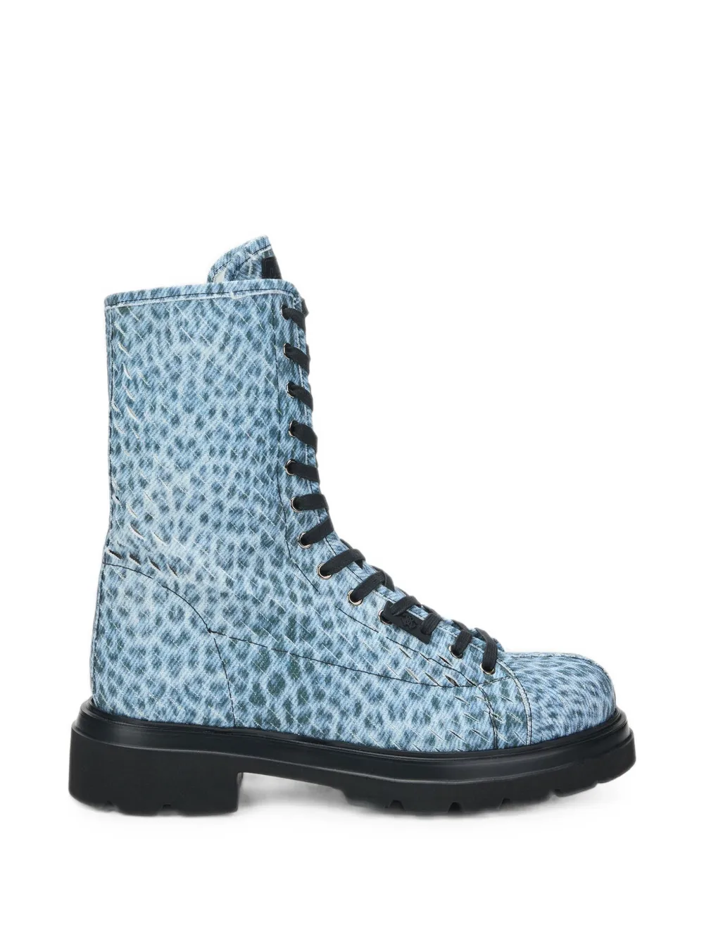Roberto Cavalli leopard-print lace-up combat boots