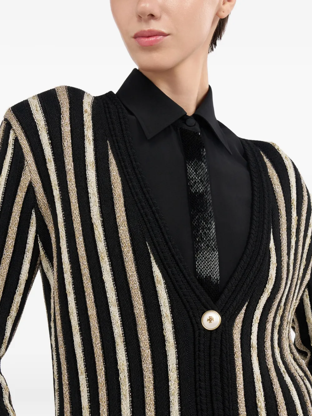 Roberto Cavalli Gestreept button-up vest Zwart
