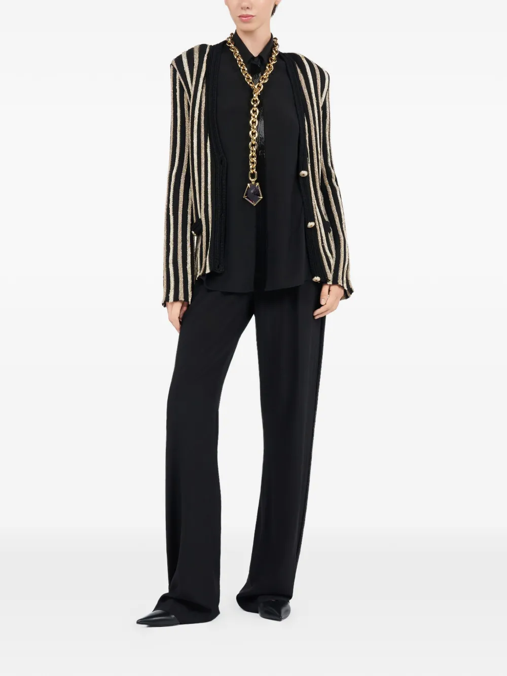 Roberto Cavalli Gestreept button-up vest Zwart