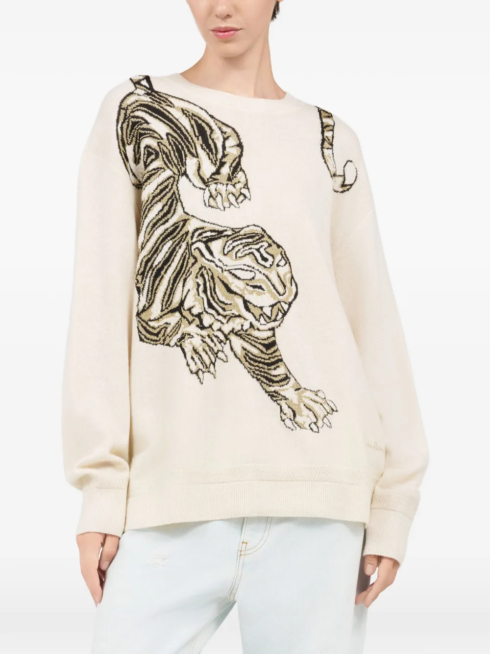  Roberto Cavalli Tiger-motif Sweater - Neutrals 