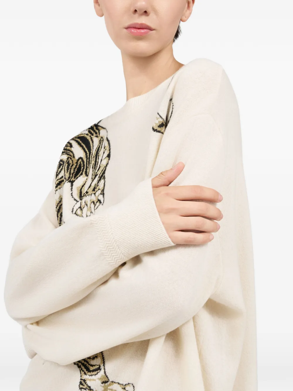 Roberto Cavalli Trui met tijgerpatroon Beige