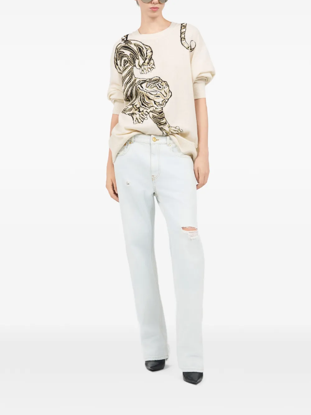  Roberto Cavalli Tiger-motif Sweater - Neutrals 
