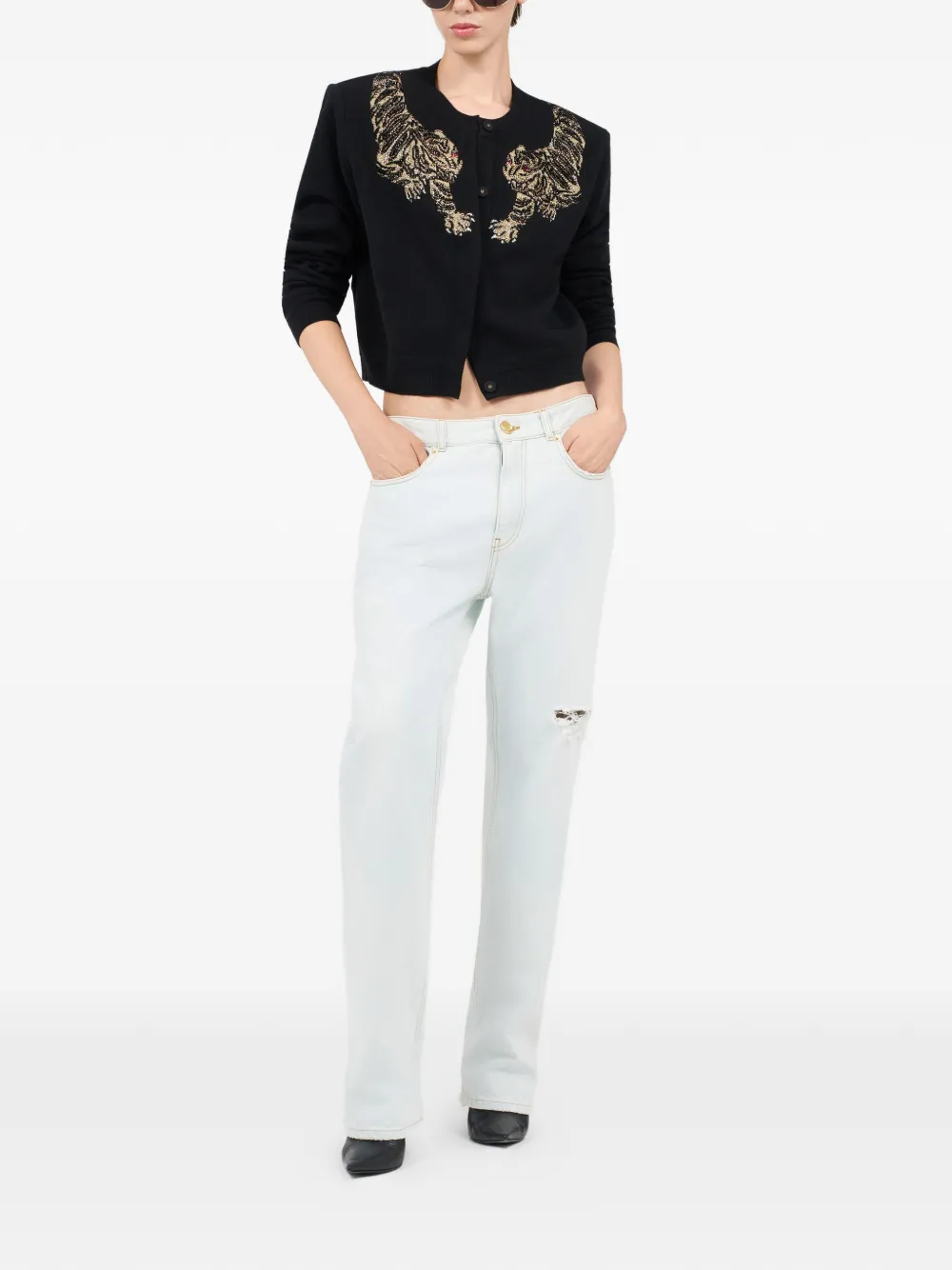 Roberto Cavalli Vest met tijgerdetail Zwart